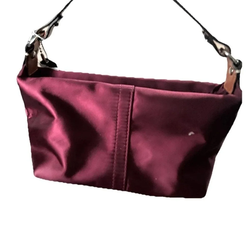 Coach chelsea mini Tote Purse Nylon Maroon with Brown 10x5